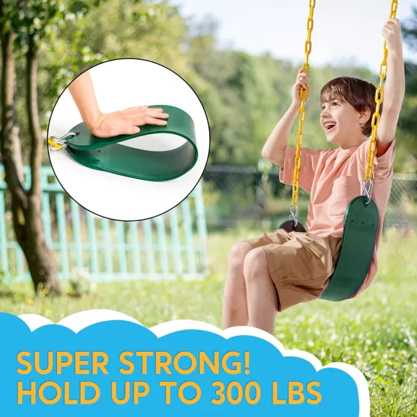 TURFEE Heavy Duty Swing Seat Green Color with 66 Chain Swing Set Accessories Replacement with Snap Hooks for Kids Outdoor Play Playground Trees Swing SetGreen
