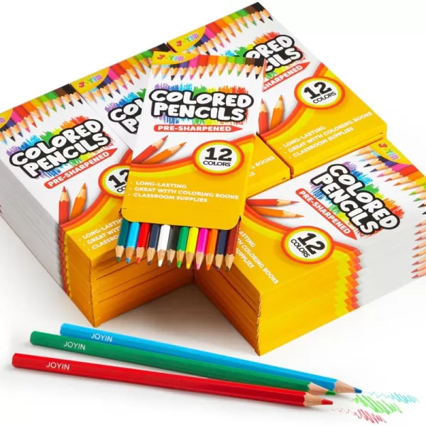 JOYIN 432 Count Colored Pencils Bulk Presharpened Colored Pencils for Kids 4 Bulk Coloring Pencils School Supplies for Teachers Classroom Prizes 12 Assorted Colors Individual Pack of 36