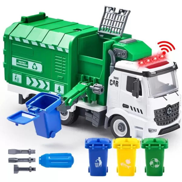 JOYIN Garbage Truck Toy Boys ampamp Girls Gifts Kids DIY Assembly Friction Powered SideDump Garbage Toy with Light and Sounds 3 Trash Cans 3 Replaceable Screwdrivers Age 1 2 3 4 5