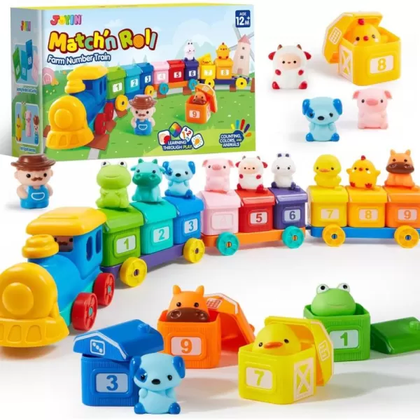 Learning Toy for Toddlers 1 2 3 Years Old Counting Matching ampamp Sorting Montessori Learning Farm Train Including 9 Farm Animals and 1 Farmer Christmas Birthday Gift for Baby Boys Girls