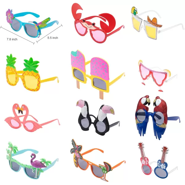 JOYIN 12 Pieces Luau Party Glasses and 12 Pieces Hawaiian Leis Flowers Leis Garlands Novelty Sunglasses Tropical Birthday Summer Beach Party Decoration Supplies