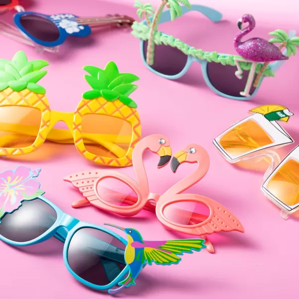 JOYIN 12 Pieces Luau Party Glasses and 12 Pieces Hawaiian Leis Flowers Leis Garlands Novelty Sunglasses Tropical Birthday Summer Beach Party Decoration Supplies