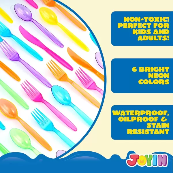 JOYIN 288 PCs Plastic Cutlery Hard Utensils for Cinco De Mayo Celebrations Mexican Party Favors Fiesta Party Supplies Luau Party Taco Tuesday Event Carnivals 6 Bright Neon Colors