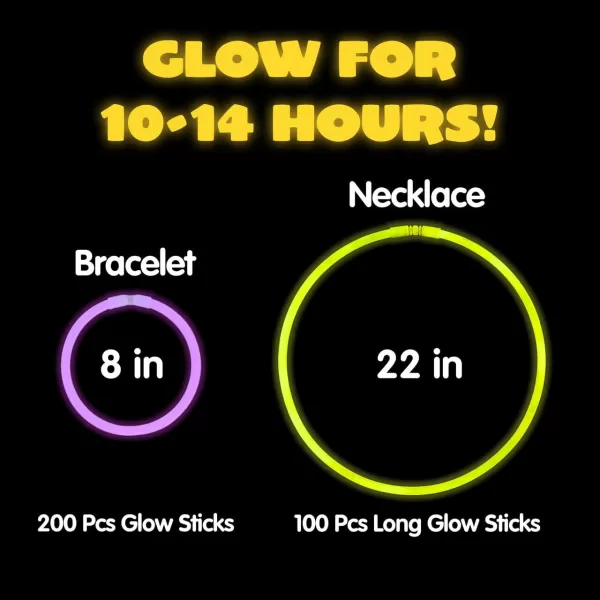 JOYIN 300 Pack Glow Sticks 100ct 22 Glow Necklaces and 200 Pcs 8quot Glow Sticks Bulk with 300 Pcs Connectors Glow in The Dark Party Supplies Neon Light Up Halloween Party Favors