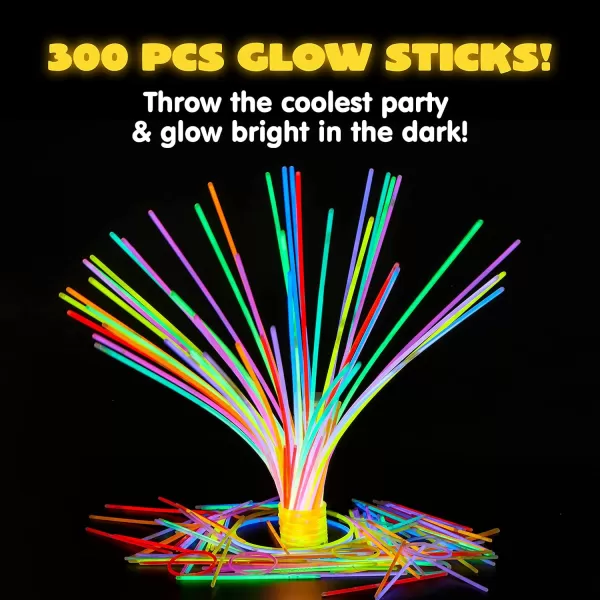 JOYIN 300 Pack Glow Sticks 100ct 22 Glow Necklaces and 200 Pcs 8quot Glow Sticks Bulk with 300 Pcs Connectors Glow in The Dark Party Supplies Neon Light Up Halloween Party Favors