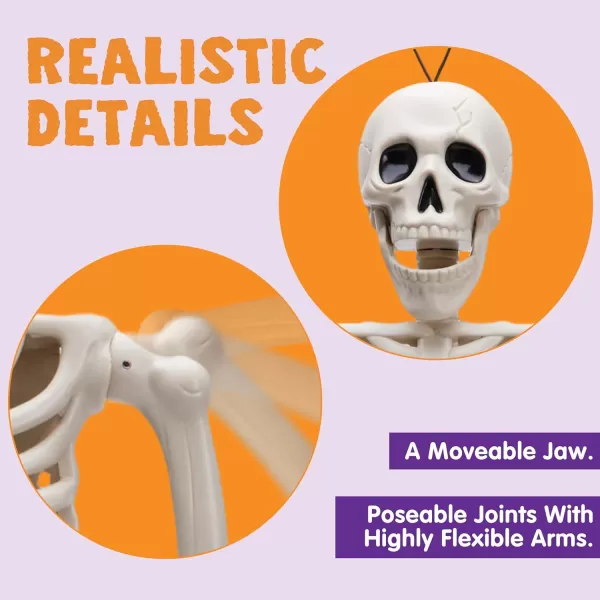 JOYIN 5 PCS Posable Halloween Skeletons 16 Inches Full Body Posable Joints Hanging Skeletons for Graveyard Decorations Haunted House Accessories Spooky Scene Party Favors