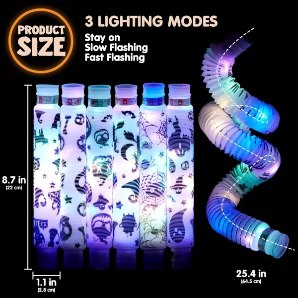 JOYIN 6PCS Halloween Glow Sticks Bulk Party Pack LED Light Up Pop Tubes Glow in The Dark Sensory Toys for Kid Girls Boys Birthday Halloween Party Favors Supplies Gift Glowsticks Goodie Bag Stuffers