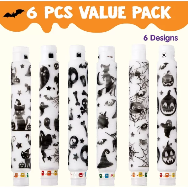 JOYIN 6PCS Halloween Glow Sticks Bulk Party Pack LED Light Up Pop Tubes Glow in The Dark Sensory Toys for Kid Girls Boys Birthday Halloween Party Favors Supplies Gift Glowsticks Goodie Bag Stuffers