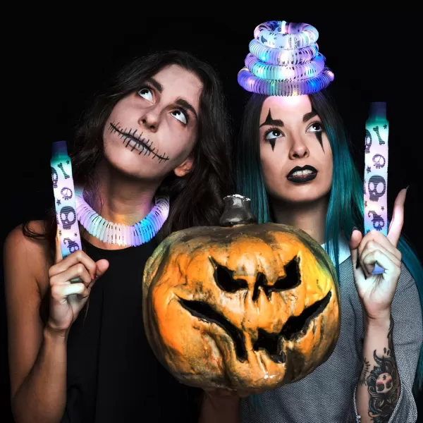 JOYIN 6PCS Halloween Glow Sticks Bulk Party Pack LED Light Up Pop Tubes Glow in The Dark Sensory Toys for Kid Girls Boys Birthday Halloween Party Favors Supplies Gift Glowsticks Goodie Bag Stuffers
