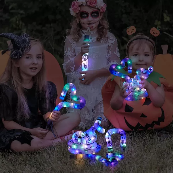 JOYIN 6PCS Halloween Glow Sticks Bulk Party Pack LED Light Up Pop Tubes Glow in The Dark Sensory Toys for Kid Girls Boys Birthday Halloween Party Favors Supplies Gift Glowsticks Goodie Bag Stuffers