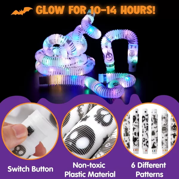 JOYIN 6PCS Halloween Glow Sticks Bulk Party Pack LED Light Up Pop Tubes Glow in The Dark Sensory Toys for Kid Girls Boys Birthday Halloween Party Favors Supplies Gift Glowsticks Goodie Bag Stuffers