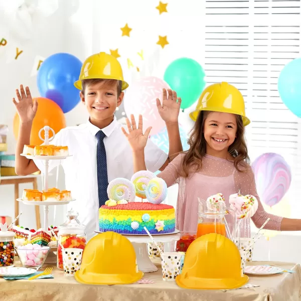 JOYIN Construction Hard Hats 24 Pcs Toy Plastic Kids Party Hats Yellow for Children Construction Birthday Party Building Theme Party Favors