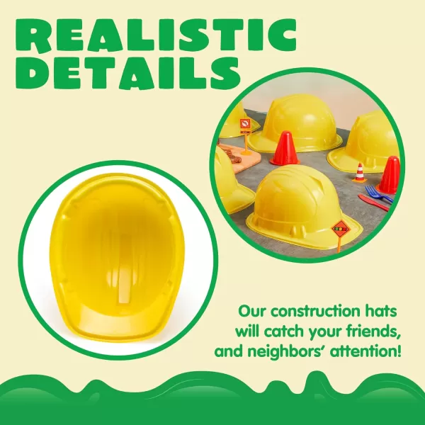 JOYIN Construction Hard Hats 24 Pcs Toy Plastic Kids Party Hats Yellow for Children Construction Birthday Party Building Theme Party Favors