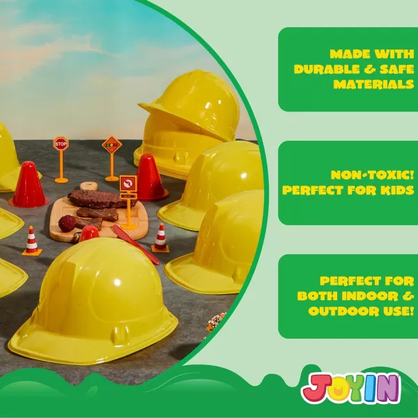 JOYIN Construction Hard Hats 24 Pcs Toy Plastic Kids Party Hats Yellow for Children Construction Birthday Party Building Theme Party Favors