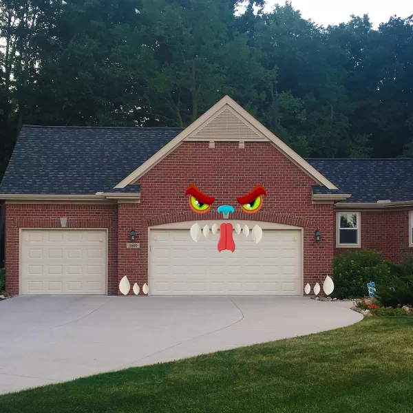 JOYIN Halloween Monster Trunk or Treat Car Archway Garage Decoration with Eyes Fangs Nostrils and Double Side Stickers