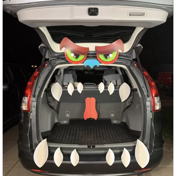 JOYIN Halloween Monster Trunk or Treat Car Archway Garage Decoration with Eyes Fangs Nostrils and Double Side Stickers