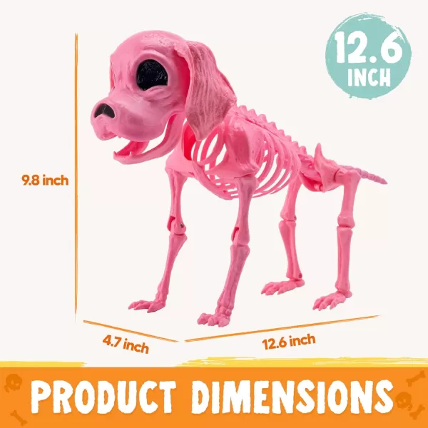 JOYIN Posable Halloween Dog Skeleton Full Body Posable Joints Skeleton Puppy for Indoor Outdoor Skeleton Decorations Graveyard Party Haunted House Party Decor98 X 47 X 126