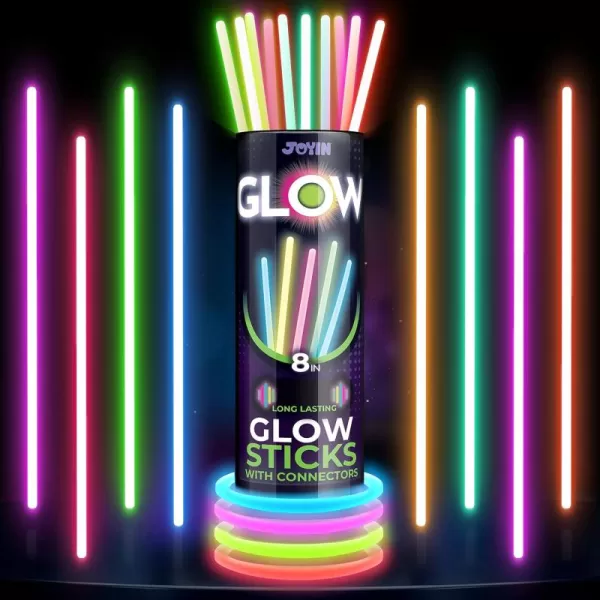JOYIN 100 Pcs Glow Sticks Bulk 8quot Glowsticks Glow Stick Bracelets Necklaces Glow in the Dark Party Favors Easter Christmas Halloween Party Supplies Pack Football Party Supplies