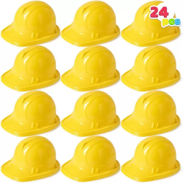 JOYIN Construction Hard Hats 24 Pcs Toy Plastic Kids Party Hats Yellow for Children Construction Birthday Party Building Theme Party Favors