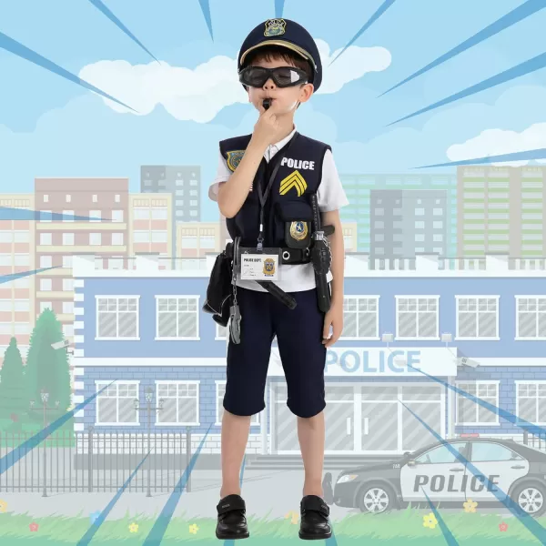 JOYIN 14 Pcs Police Pretend Play Toys Hat and Uniform Outfit for Halloween Dress Up Party Police Officer Costume Roleplaying