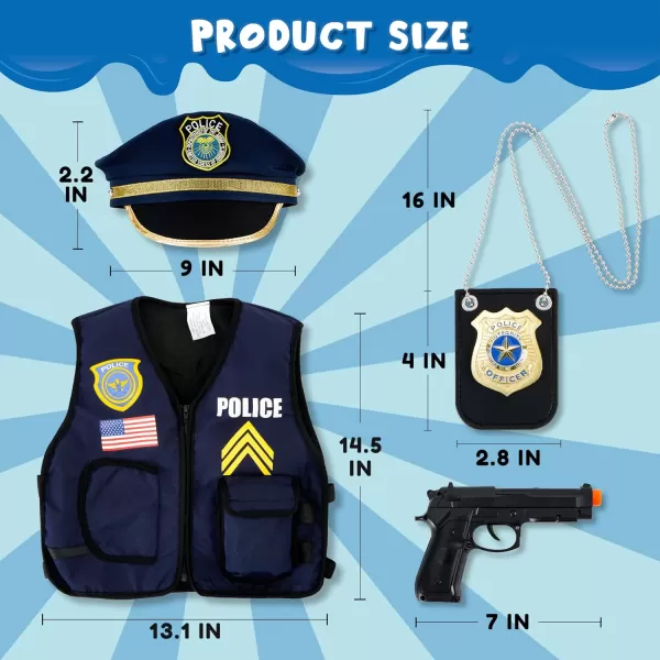 JOYIN 14 Pcs Police Pretend Play Toys Hat and Uniform Outfit for Halloween Dress Up Party Police Officer Costume Roleplaying
