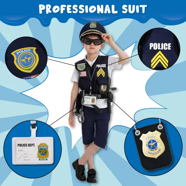 JOYIN 14 Pcs Police Pretend Play Toys Hat and Uniform Outfit for Halloween Dress Up Party Police Officer Costume Roleplaying