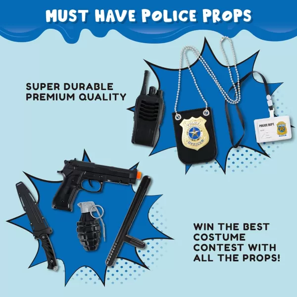 JOYIN 14 Pcs Police Pretend Play Toys Hat and Uniform Outfit for Halloween Dress Up Party Police Officer Costume Roleplaying