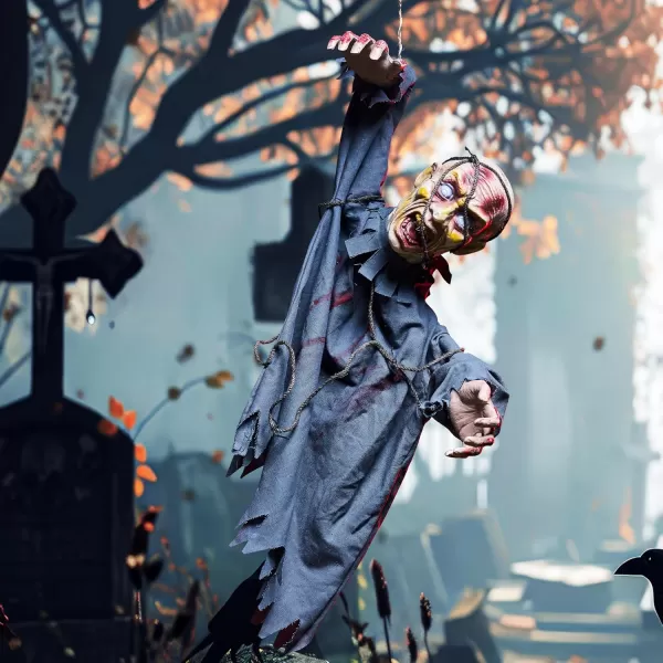 JOYIN 30 Halloween Hanging Zombie Plastic Creepy Zombie with Web for Halloween Indoor Outdoor Decoration Haunted House Prop Halloween Party Supplies Decor
