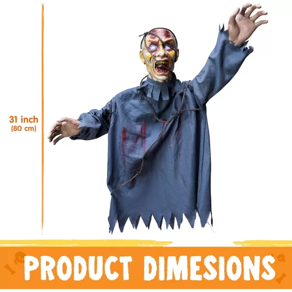JOYIN 30 Halloween Hanging Zombie Plastic Creepy Zombie with Web for Halloween Indoor Outdoor Decoration Haunted House Prop Halloween Party Supplies Decor