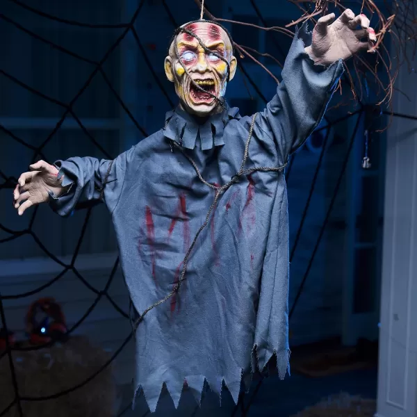 JOYIN 30 Halloween Hanging Zombie Plastic Creepy Zombie with Web for Halloween Indoor Outdoor Decoration Haunted House Prop Halloween Party Supplies Decor