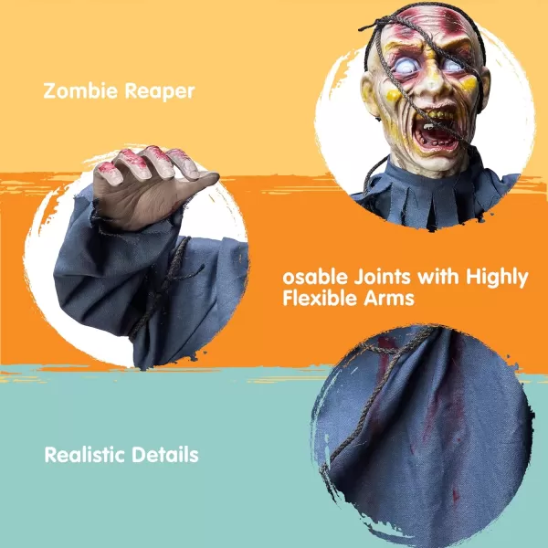 JOYIN 30 Halloween Hanging Zombie Plastic Creepy Zombie with Web for Halloween Indoor Outdoor Decoration Haunted House Prop Halloween Party Supplies Decor