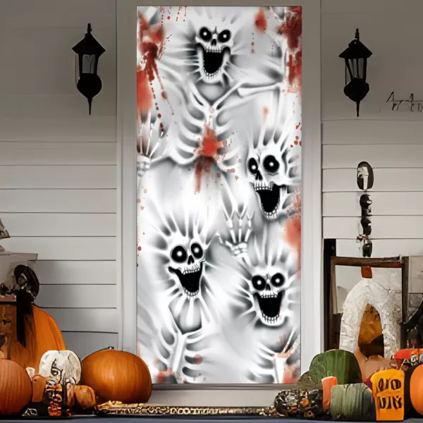 JOYIN 30x72 Door Cover Halloween Door Decor Decorations Indoor Creepy Haunted House Halloween Stickers Party Supplies Favors Garage Door Window Wall Cover Scary Skeletonscary skeleton
