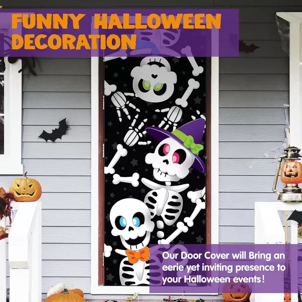 JOYIN 30x72 Door Cover Halloween Door Decor Decorations Indoor Creepy Haunted House Halloween Stickers Party Supplies Favors Garage Door Window Wall Cover Scary Skeletoncute skeleton