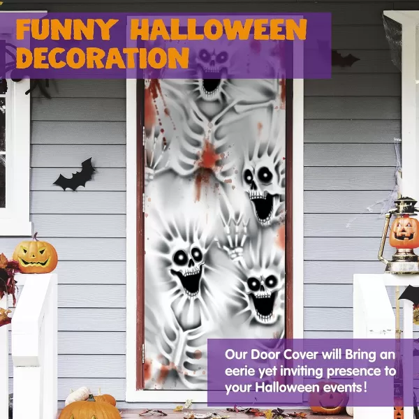 JOYIN 30x72 Door Cover Halloween Door Decor Decorations Indoor Creepy Haunted House Halloween Stickers Party Supplies Favors Garage Door Window Wall Cover Scary Skeletonscary skeleton