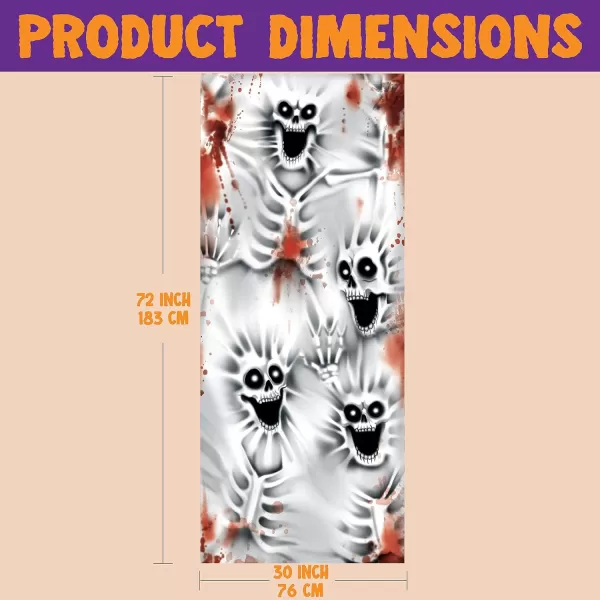 JOYIN 30x72 Door Cover Halloween Door Decor Decorations Indoor Creepy Haunted House Halloween Stickers Party Supplies Favors Garage Door Window Wall Cover Scary Skeletonscary skeleton