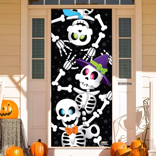 JOYIN 30x72 Door Cover Halloween Door Decor Decorations Indoor Creepy Haunted House Halloween Stickers Party Supplies Favors Garage Door Window Wall Cover Scary Skeletoncute skeleton