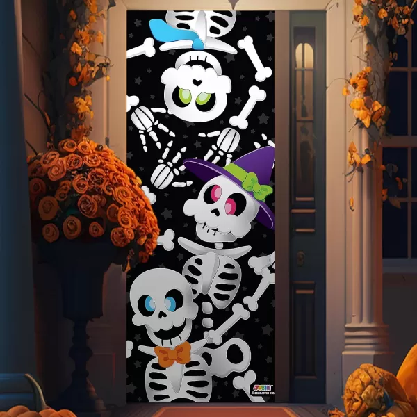 JOYIN 30x72 Door Cover Halloween Door Decor Decorations Indoor Creepy Haunted House Halloween Stickers Party Supplies Favors Garage Door Window Wall Cover Scary Skeletoncute skeleton