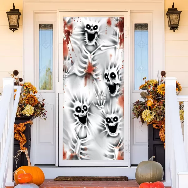 JOYIN 30x72 Door Cover Halloween Door Decor Decorations Indoor Creepy Haunted House Halloween Stickers Party Supplies Favors Garage Door Window Wall Cover Scary Skeletonscary skeleton