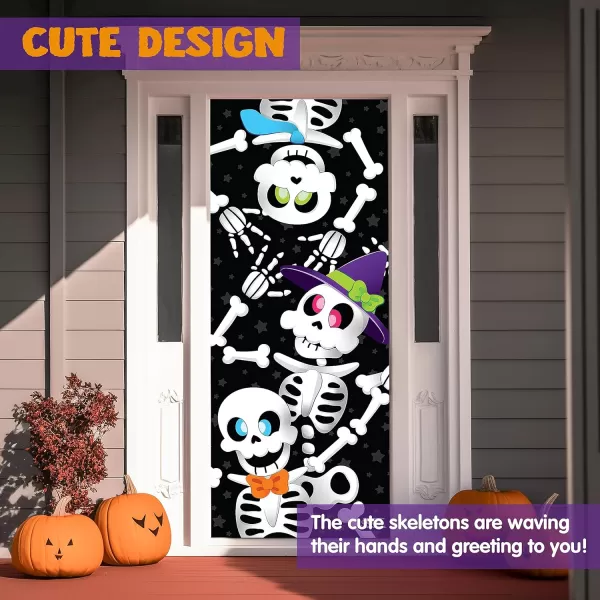 JOYIN 30x72 Door Cover Halloween Door Decor Decorations Indoor Creepy Haunted House Halloween Stickers Party Supplies Favors Garage Door Window Wall Cover Scary Skeletoncute skeleton