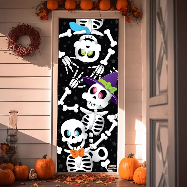 JOYIN 30x72 Door Cover Halloween Door Decor Decorations Indoor Creepy Haunted House Halloween Stickers Party Supplies Favors Garage Door Window Wall Cover Scary Skeletoncute skeleton