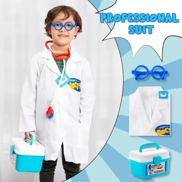 JOYIN 31Pcs Doctor Kit for KidsPretend Play Toys Educational Dentist Medical Kit with Electronic StethoscopeDoctor Role Play CostumeDurable Medical Dr Kit Toys for Boys Girls Gifts Ages 3