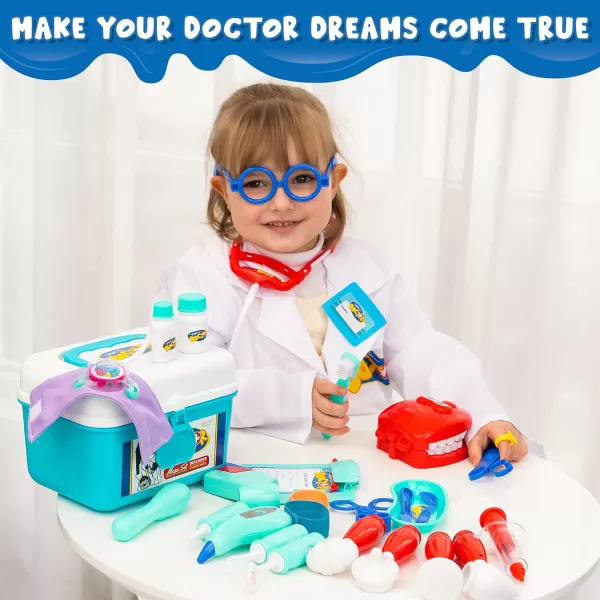 JOYIN 31Pcs Doctor Kit for KidsPretend Play Toys Educational Dentist Medical Kit with Electronic StethoscopeDoctor Role Play CostumeDurable Medical Dr Kit Toys for Boys Girls Gifts Ages 3