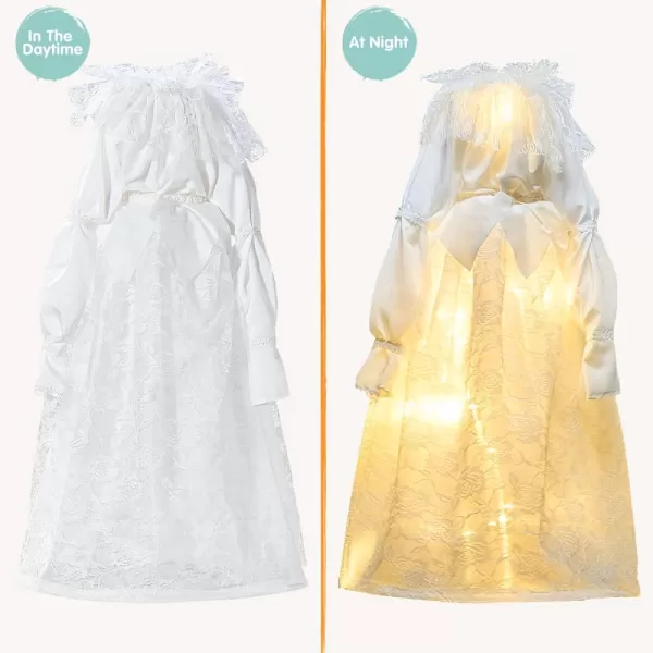 JOYIN 35quot Bride Ghost Halloween Decorations Outdoor Rotating Light Up Bride Hanging Animatronic Decor with SoundActivated Lights and Bridal Gown Halloween Decor for Haunted House Prop Dcor Outside