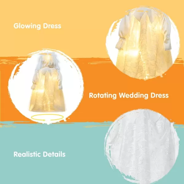 JOYIN 35quot Bride Ghost Halloween Decorations Outdoor Rotating Light Up Bride Hanging Animatronic Decor with SoundActivated Lights and Bridal Gown Halloween Decor for Haunted House Prop Dcor Outside