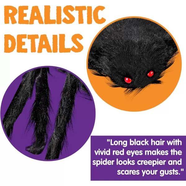 JOYIN 4 Packs Halloween Outdoor Decorations Hairy Spider Set Realistic Scary Fake Spider Hairy Spider Prop for for Halloween Yard Decorations Party Decor Black One 4725quot Two 355quot and One 295quot