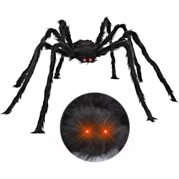 JOYIN 65ft Halloween Hairy Spider Outdoor DecorationsLightup LED Eyes Scary Giant Spider Fake Large Spider Hairy Spider Props for Halloween Yard Decorations Party Outdoor and Outdoor Decor Black