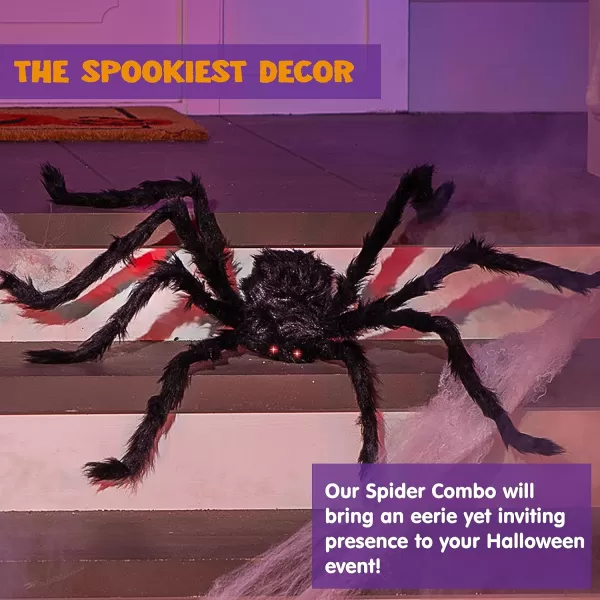 JOYIN 65ft Halloween Hairy Spider Outdoor DecorationsLightup LED Eyes Scary Giant Spider Fake Large Spider Hairy Spider Props for Halloween Yard Decorations Party Outdoor and Outdoor Decor Black