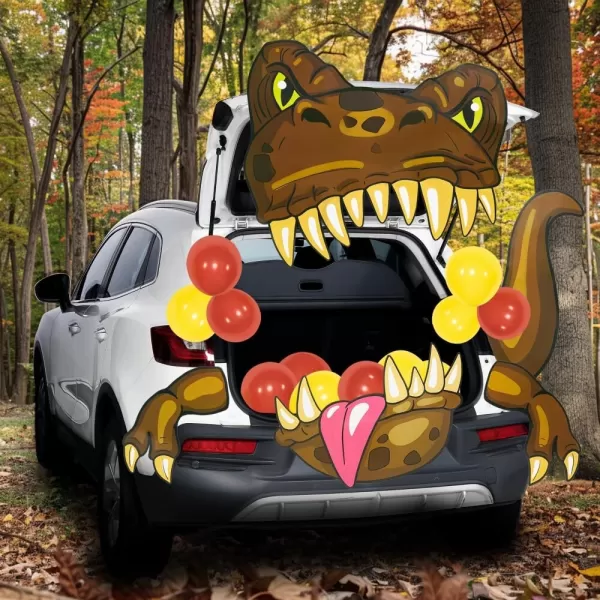 JOYIN Halloween Dinosaur Trunk Or Treat Car Decorations Kit for SUV Halloween Decorations Outdoor Indoor Decor Balloons Trex Haunted House Door Archway Entryway Tassels Paper Board Dot Glue