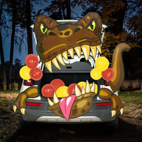 JOYIN Halloween Dinosaur Trunk Or Treat Car Decorations Kit for SUV Halloween Decorations Outdoor Indoor Decor Balloons Trex Haunted House Door Archway Entryway Tassels Paper Board Dot Glue