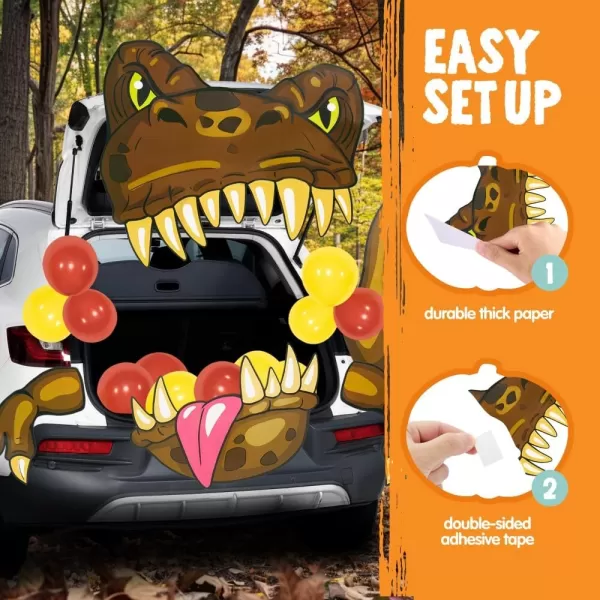 JOYIN Halloween Dinosaur Trunk Or Treat Car Decorations Kit for SUV Halloween Decorations Outdoor Indoor Decor Balloons Trex Haunted House Door Archway Entryway Tassels Paper Board Dot Glue
